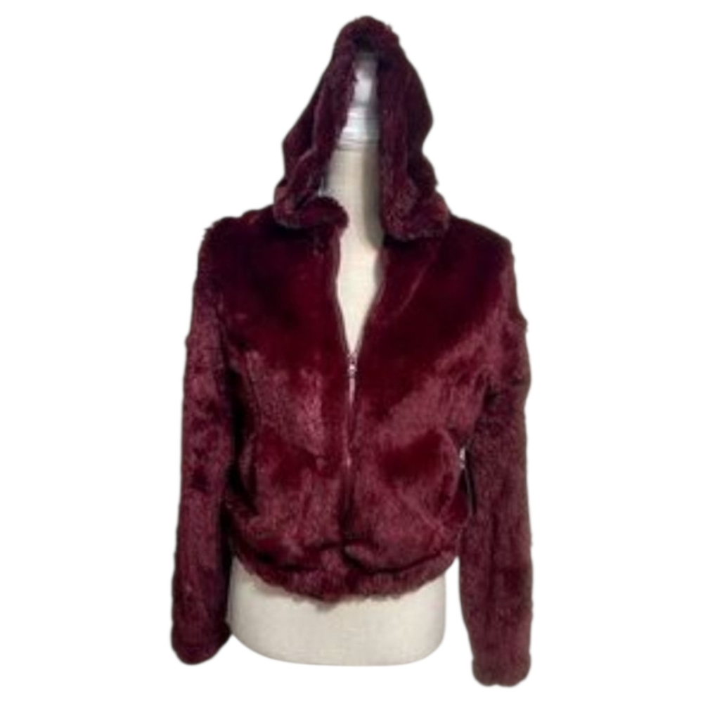 Streetwear Society Deep Burgundy Fleece/bomber Hooded Jacket L P2P21 L24 As Is - Picture 10 of 10